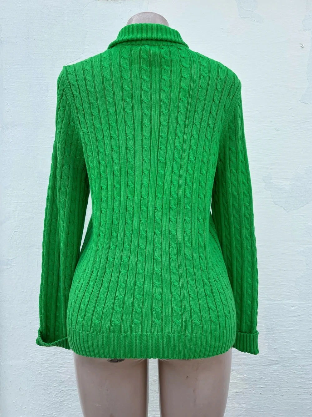Ralph Lauren Bright Green Cable-Knit Zip Sweater - Picture 2 of 9